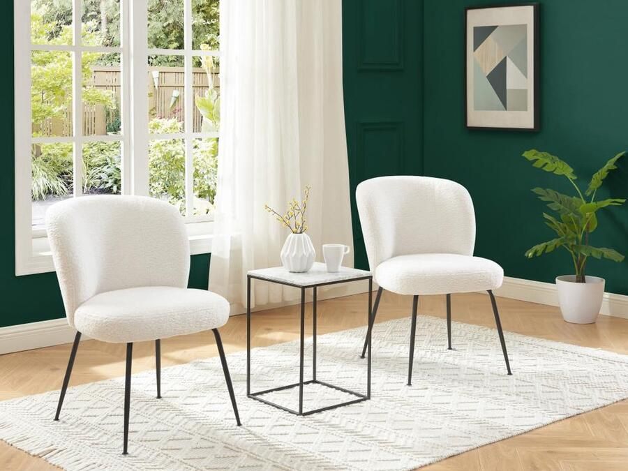 Vente-unique Set van 2 stoelen in ribfluweel en metaal Wit POLPONA van Pascal MORABITO L 52 cm x H 79 cm x D 67.5 cm