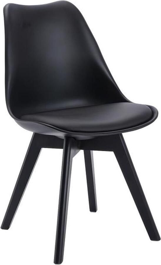 Vente-unique Set van 2 stoelen JODY Polypropyleen en beukenhout Zwart L 49 cm x H 82 cm x D 57 cm