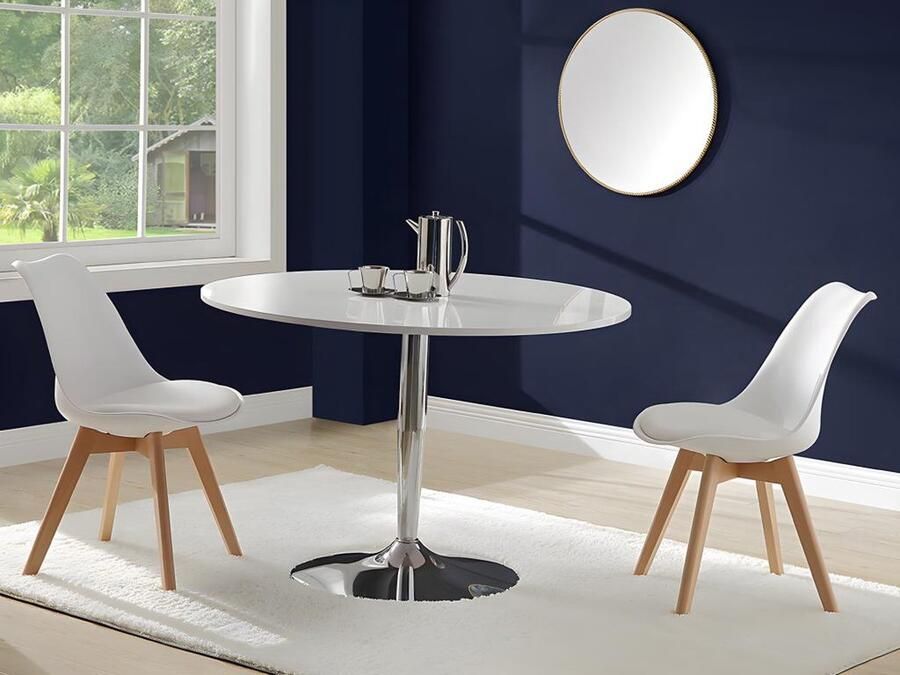 Vente-unique Set van 2 stoelen JODY Polypropyleen kunstleer en beuken Wit L 49 cm x H 82 cm x D 57 cm