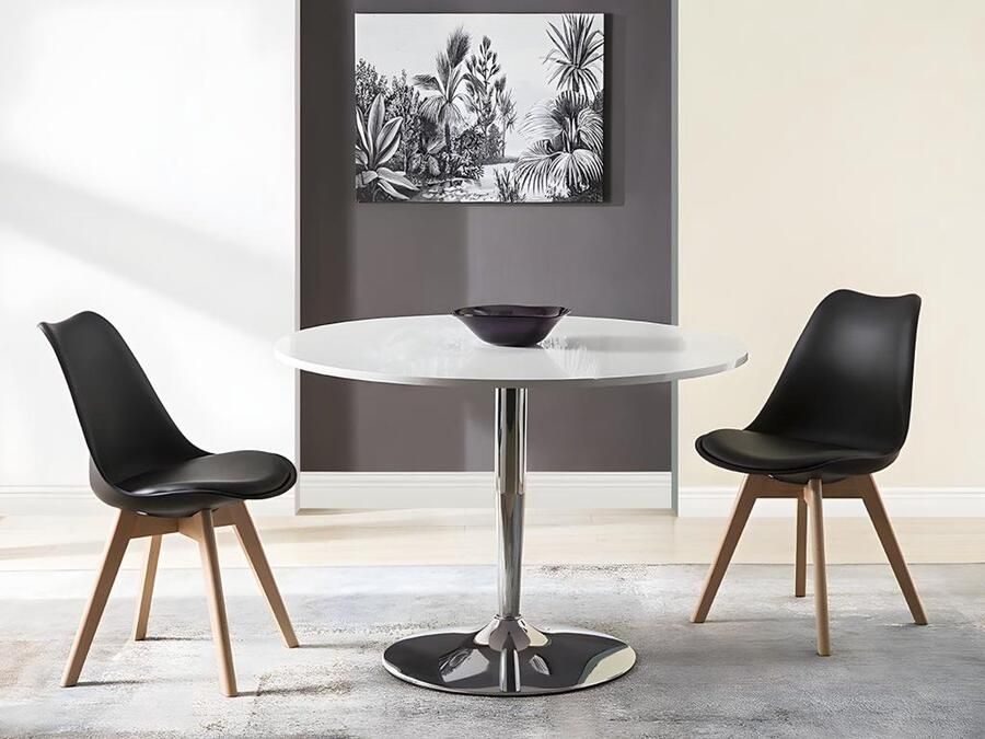 Vente-unique Set van 2 stoelen JODY Polypropyleen kunstleer en beuken Zwart L 49 cm x H 82 cm x D 57 cm