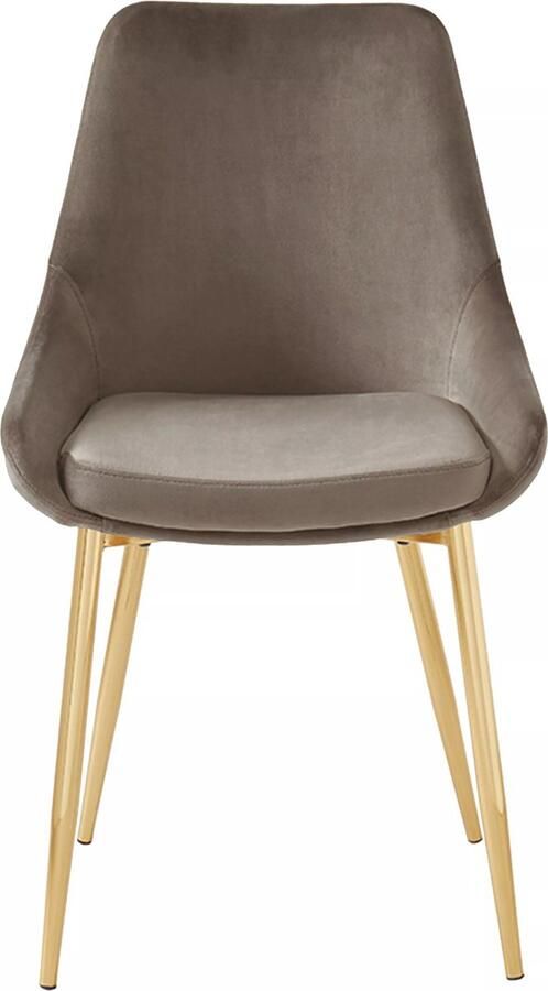 Vente-unique Set van 6 stoelen MASURIE Fluweel en Goudkleurig metaal Taupe L 49 cm x H 85.5 cm x D 56 cm - Foto 4