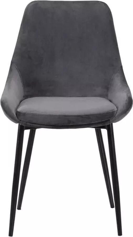 Vente-unique Set van 2 stoelen MASURIE Fluweel Grijs L 49 cm x H 85.5 cm x D 56 cm - Foto 2