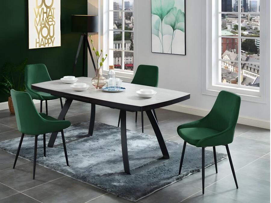 Vente-unique Set van 2 stoelen MASURIE Fluweel Groen L 49 cm x H 85.5 cm x D 56 cm