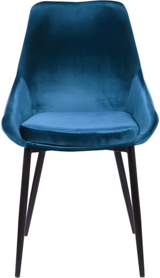Vente-unique Set van 2 stoelen MASURIE Fluweel Nachtblauw L 49 cm x H 85.5 cm x D 56 cm - Foto 2