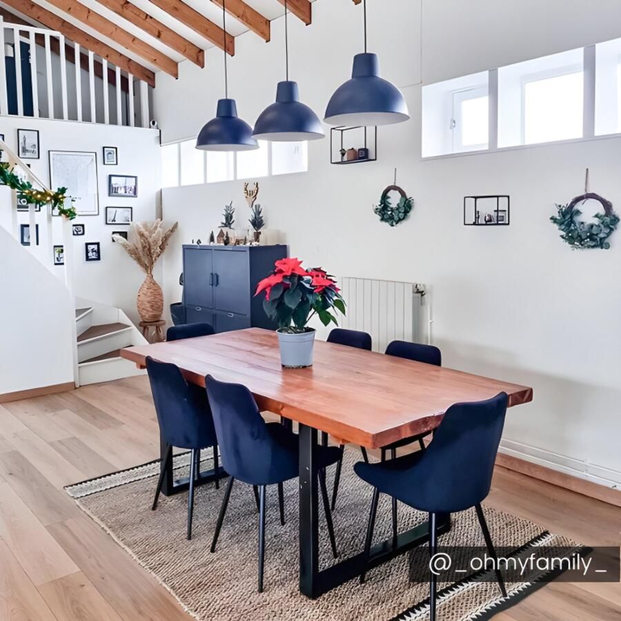 Vente-unique Set van 2 stoelen MASURIE Fluweel Nachtblauw L 49 cm x H 85.5 cm x D 56 cm