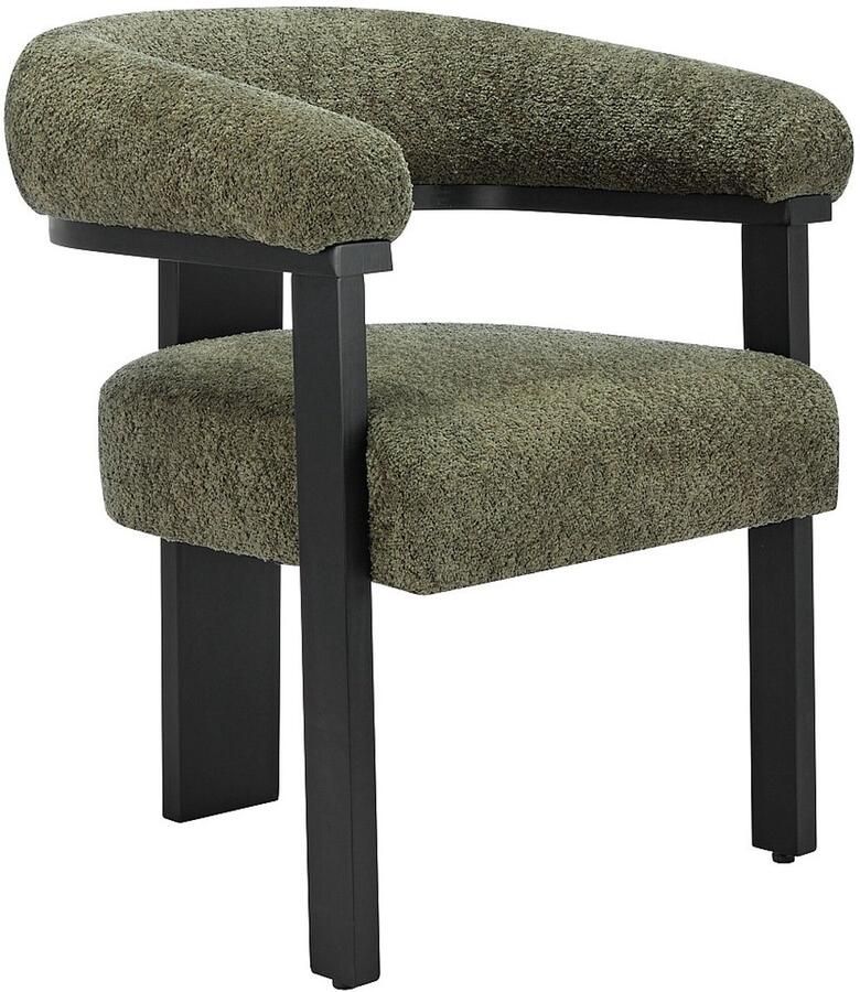 Pascal Morabito Set van 2 stoelen met armleuningen van boucléstof en heveahout Kaki en zwart LIVELIA van L 64 cm x H 78 cm x D 60 cm - Foto 4