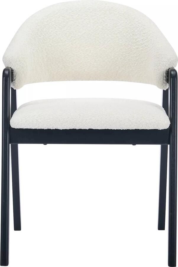 Vente-unique Set van 2 stoelen met armleuningen van boucléstof en heveahout Wit en zwart SOLUNA L 56 cm x H 82 cm x D 53.5 cm