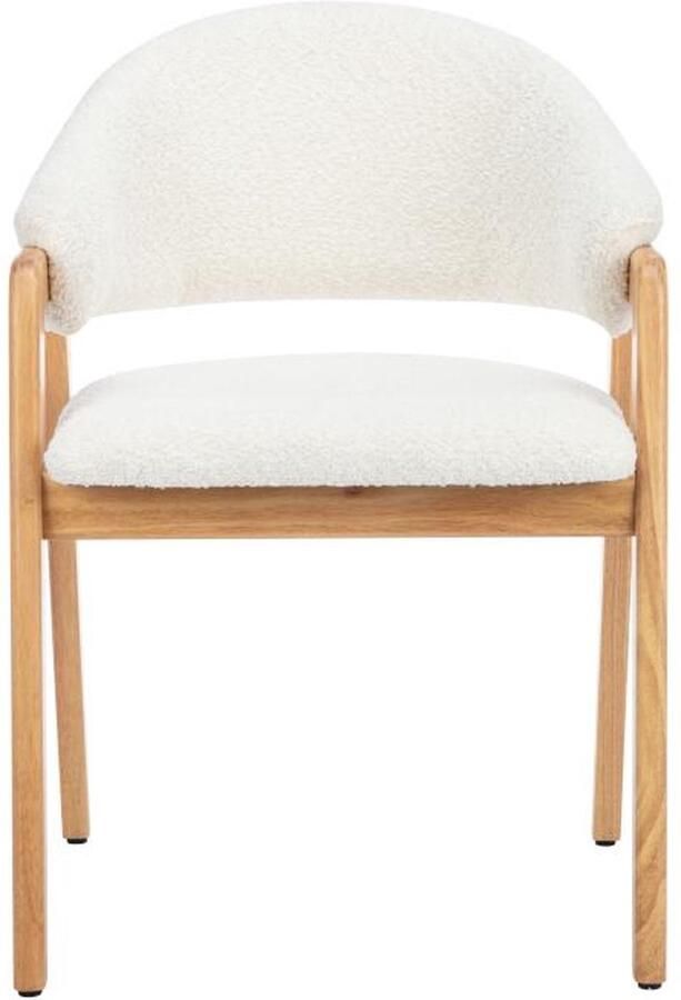 Vente-unique Set van 2 stoelen met armleuningen van boucléstof en heveahout Wit SOLUNA L 56 cm x H 82 cm x D 53.5 cm