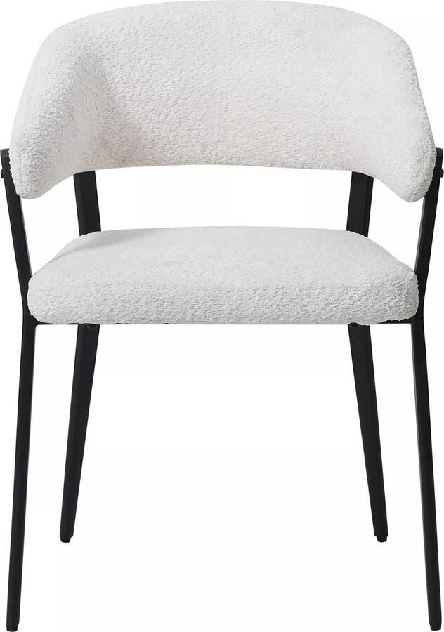 Vente-unique Set van 2 stoelen met armleuningen van boucléstof en zwart metaal Wit AVRELA L 56 cm x H 77 cm x D 55 cm