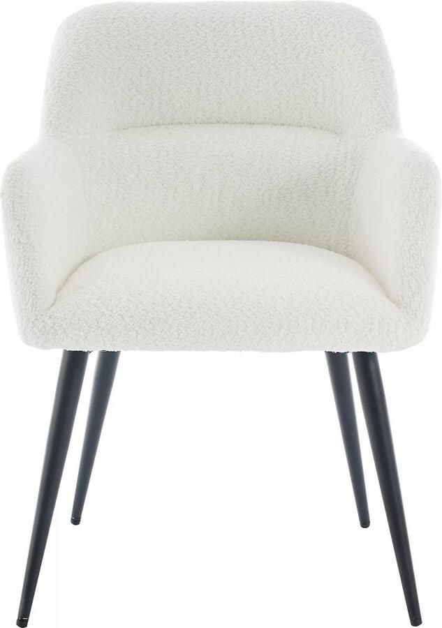 Vente-unique Set van 2 stoelen met armleuningen van boucléstof en zwart metaal Wit HEKA L 59.5 cm x H 78 cm x D 61 cm