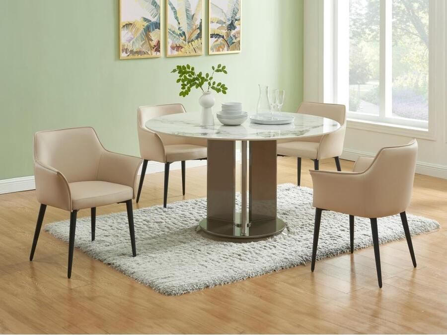 Vente-unique Set van 2 stoelen met armleuningen van kunstleer en zwart metaal Beige MIALOV L 61.5 cm x H 78 cm x D 57 cm - Foto 2