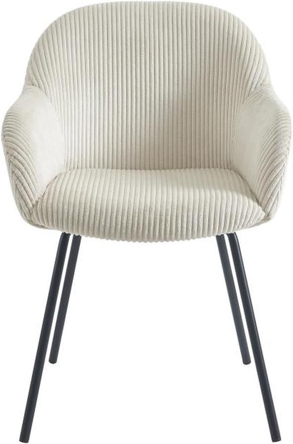 Vente-unique Set van 2 stoelen met armleuningen van ribfluweel en zwart metaal Beige MARENZIA L 58 cm x H 82.5 cm x D 62 cm