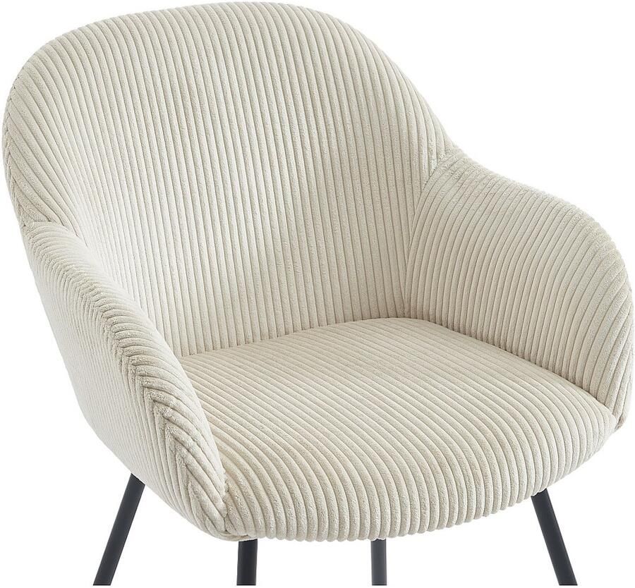Vente-unique Set van 2 stoelen met armleuningen van ribfluweel en zwart metaal Beige MARENZIA L 58 cm x H 82.5 cm x D 62 cm - Foto 2