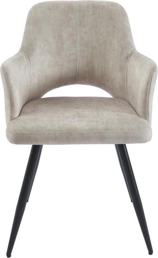 Vente-unique Set van 2 stoelen met armleuningen van stof en zwart metaal Beige KADIJA L 54 cm x H 85 cm x D 59 cm - Foto 2