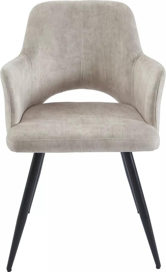 Vente-unique Set van 2 stoelen met armleuningen van stof en zwart metaal Beige KADIJA L 54 cm x H 85 cm x D 59 cm - Foto 3