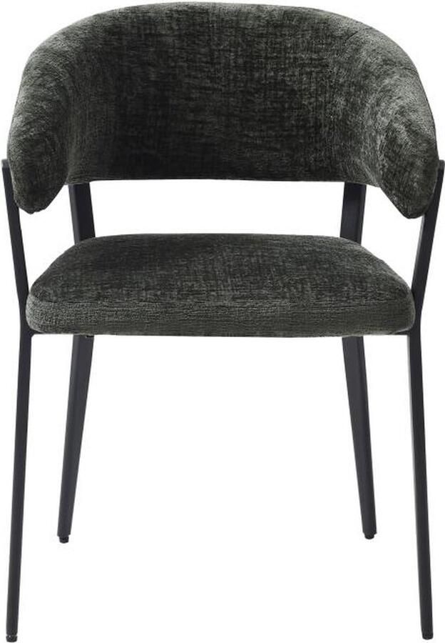 Vente-unique Set van 2 stoelen met armleuningen van stof en zwart metaal Groen AVRELA L 56 cm x H 77 cm x D 55 cm