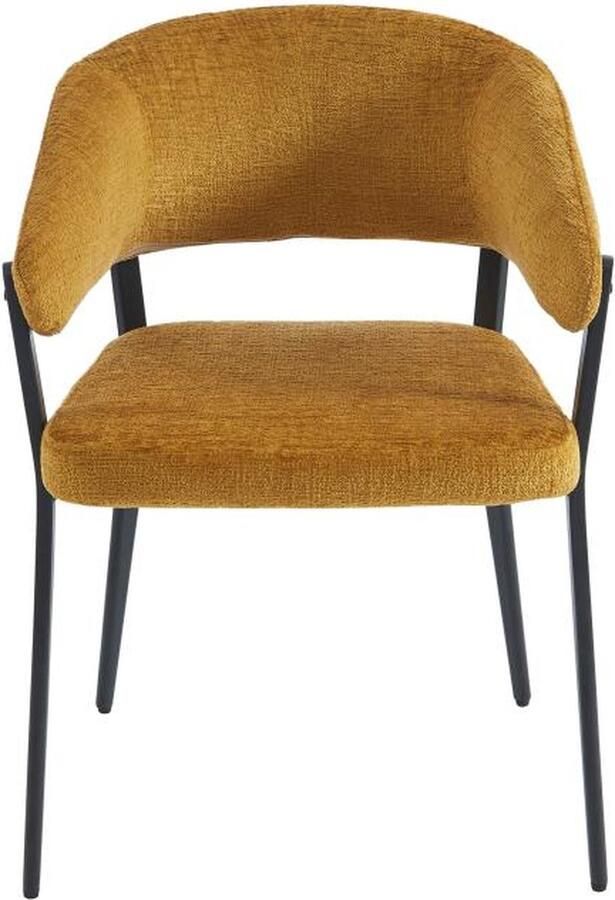 Vente-unique Set van 2 stoelen met armleuningen van stof en zwart metaal Mosterdgeel AVRELA L 56 cm x H 77 cm x D 55 cm - Foto 2