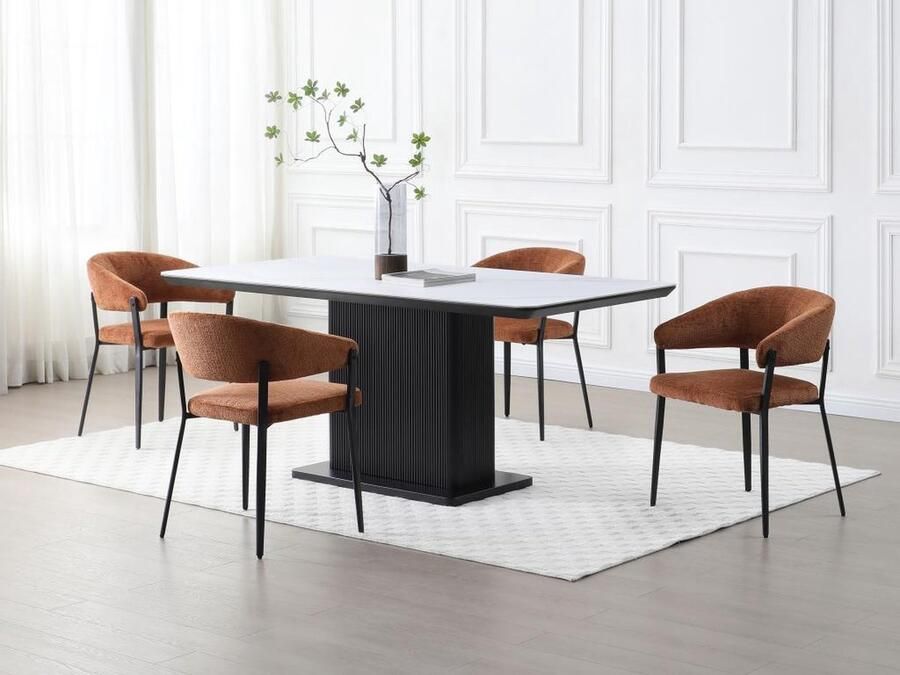 Vente-unique Set van 2 stoelen met armleuningen van stof en zwart metaal Terracotta AVRELA L 56 cm x H 77 cm x D 55 cm - Foto 3