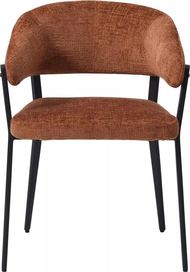 Vente-unique Set van 2 stoelen met armleuningen van stof en zwart metaal Terracotta AVRELA L 56 cm x H 77 cm x D 55 cm