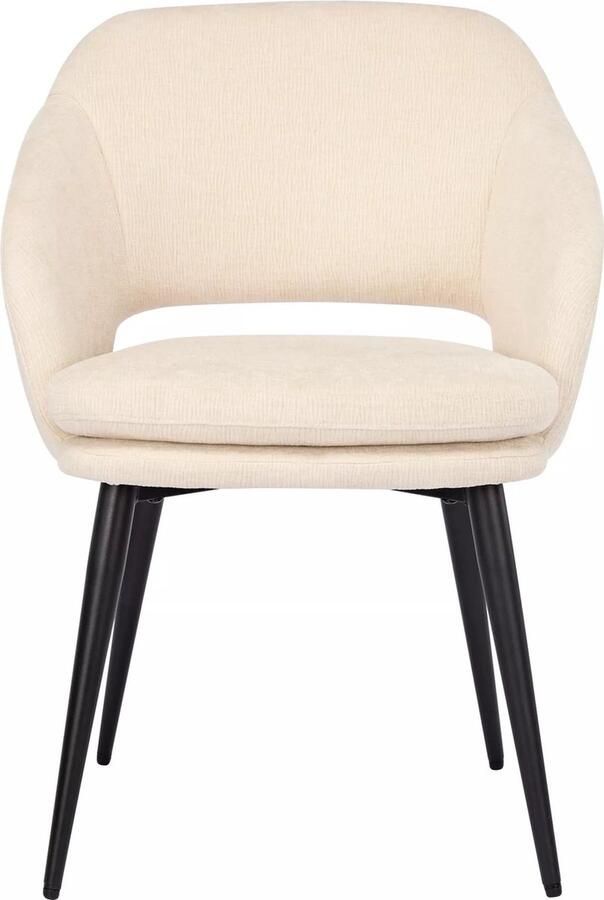 Vente-unique Set van 2 stoelen met armleuningen van stof met textuur en zwart metaal Beige LADENIA L 58 cm x H 82 cm x D 57.5 cm