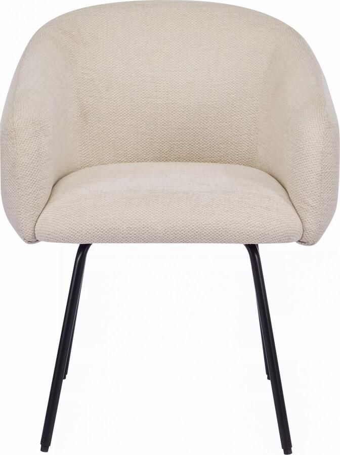 Vente-unique Set van 2 stoelen met armleuningen van stof met textuur en zwart metaal Crèmewit NISTOSIA L 61 cm x H 78 cm x D 62 cm