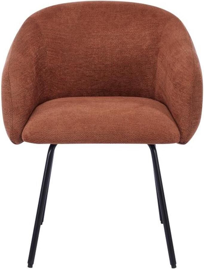 Vente-unique Set van 2 stoelen met armleuningen van stof met textuur en zwart metaal Terracotta NISTOSIA L 61 cm x H 78 cm x D 62 cm