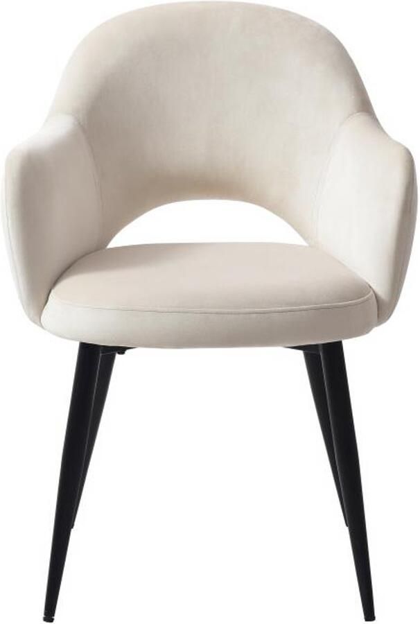 Vente-unique Set van 2 stoelen met armleuningen van velours en zwart metaal Beige ALSEY van Maison Céphy L 58 cm x H 81 cm x D 61 cm - Foto 2