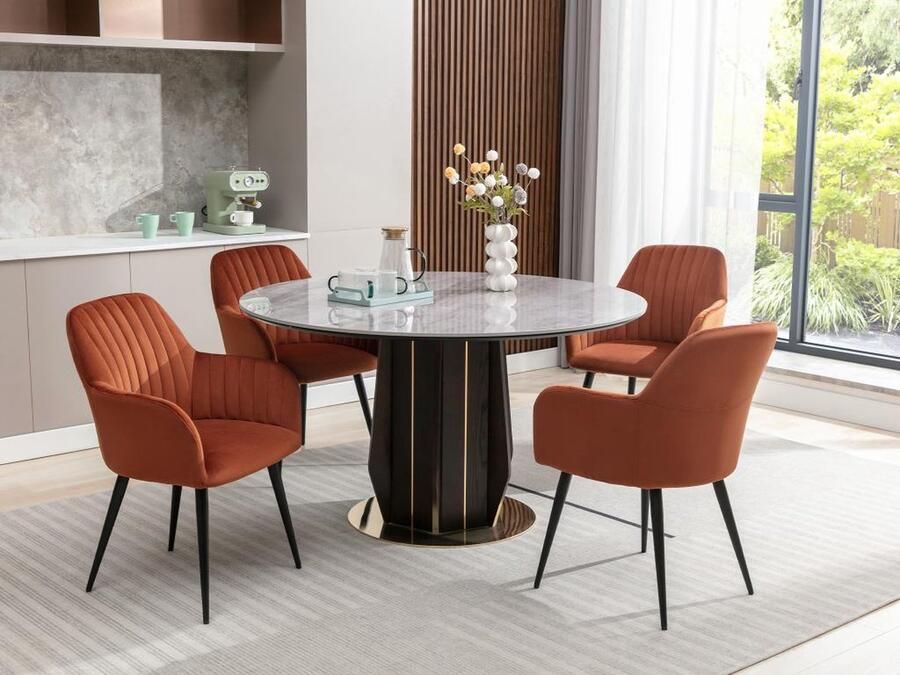 Vente-unique Set van 2 stoelen met armleuningen van velours en zwart metaal Terracotta ELEANA L 58 cm x H 82 cm x D 59 cm - Foto 2