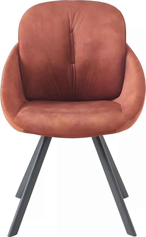 Vente-unique Set van 2 stoelen met fluweel en metalen armleuningen Terracotta BUSSELTON L 59 cm x H 86 cm x D 67 cm