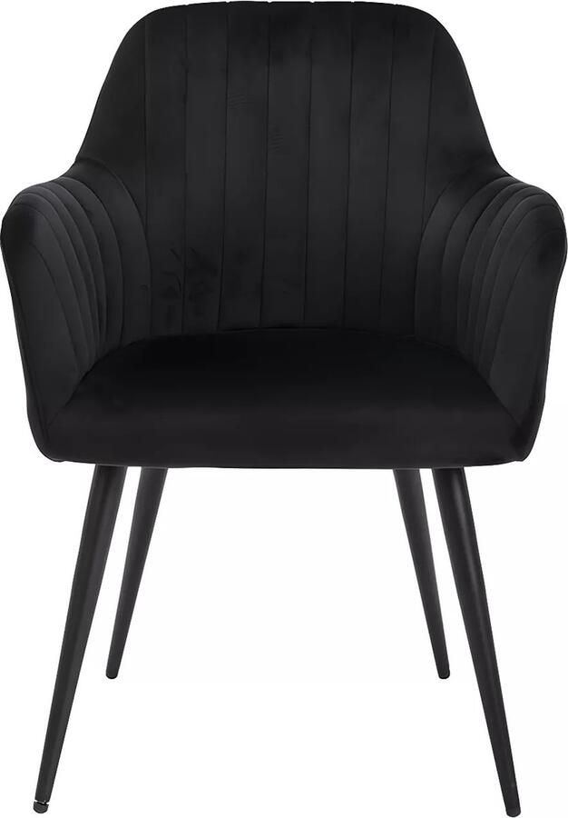 Vente-unique Set van 2 stoelen met fluweel en zwarte metalen leuningen Zwart ELEANA L 58 cm x H 82 cm x D 59 cm