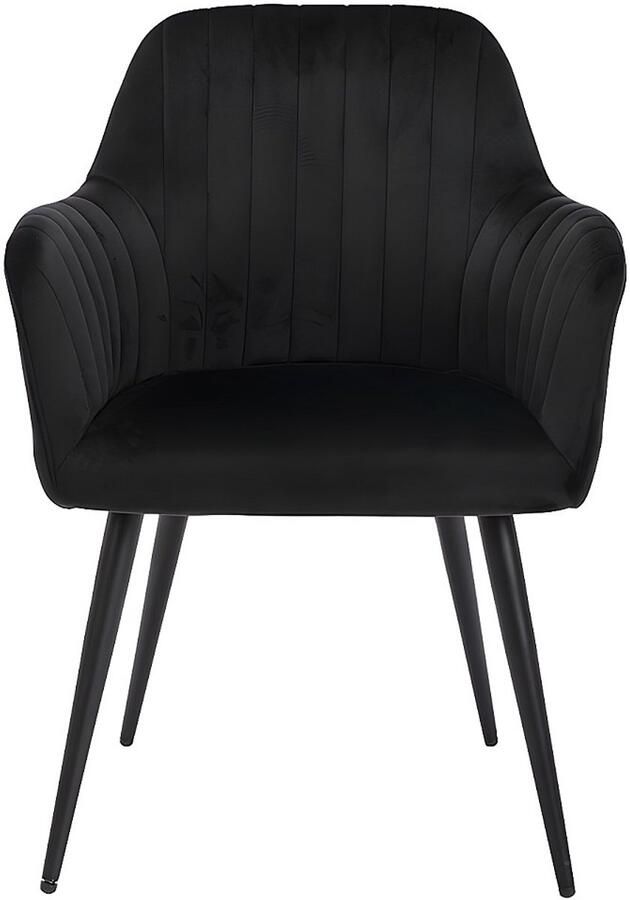 Vente-unique Set van 2 stoelen met fluweel en zwarte metalen leuningen Zwart ELEANA L 58 cm x H 82 cm x D 59 cm - Foto 2