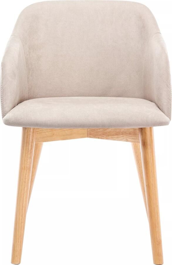 Vente-unique Set van 2 stoelen Stof en hevea hout Beige JELISA L 54 cm x H 79 cm x D 56 cm - Foto 2