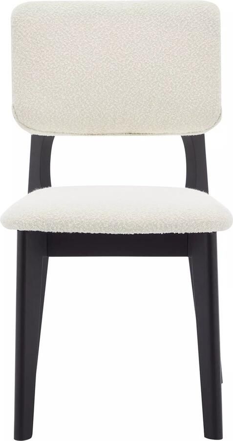 Vente-unique Set van 2 stoelen van boucléstof en heveahout Zwart en wit JASMENA L 46.5 cm x H 87 cm x D 52 cm