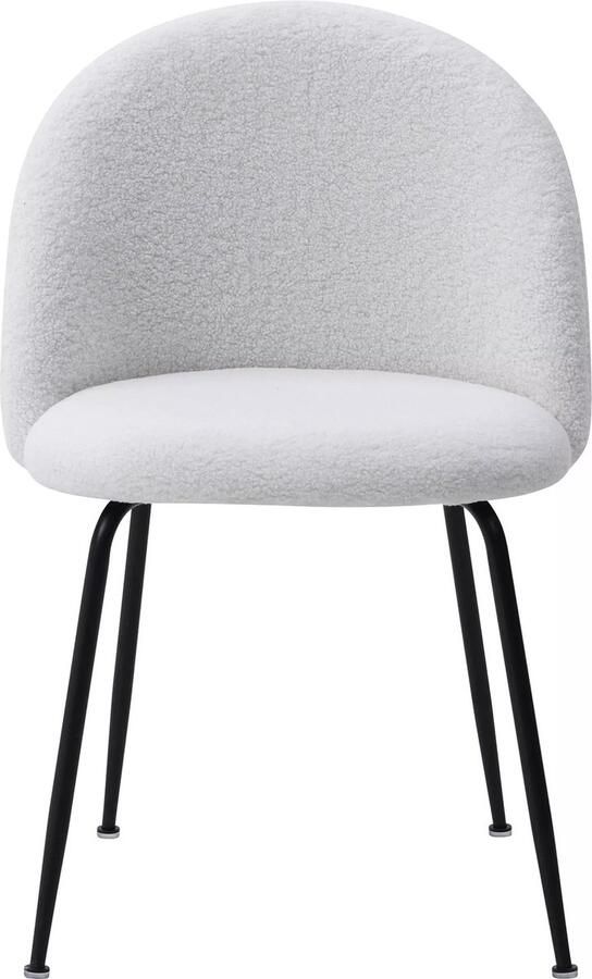 Vente-unique Set van 2 stoelen van boucléstof en zwart roestvrij staal Wit MELBOURNE L 50 cm x H 77 cm x D 55 cm