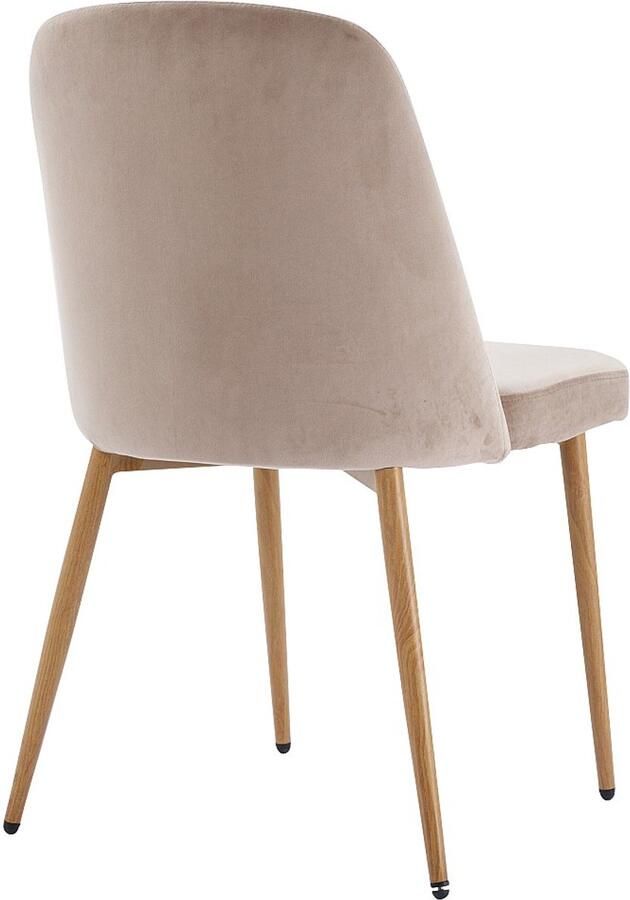 Vente-unique Set van 2 stoelen van velours en metaal met houteffect Beige MINAGRI L 47.5 cm x H 84 cm x D 56 cm - Foto 4