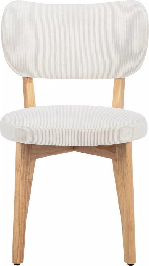 Vente-unique Set van 2 stoelen van ribfluweel en heveahout Wit TORIEL L 51 cm x H 82.5 cm x D 57 cm