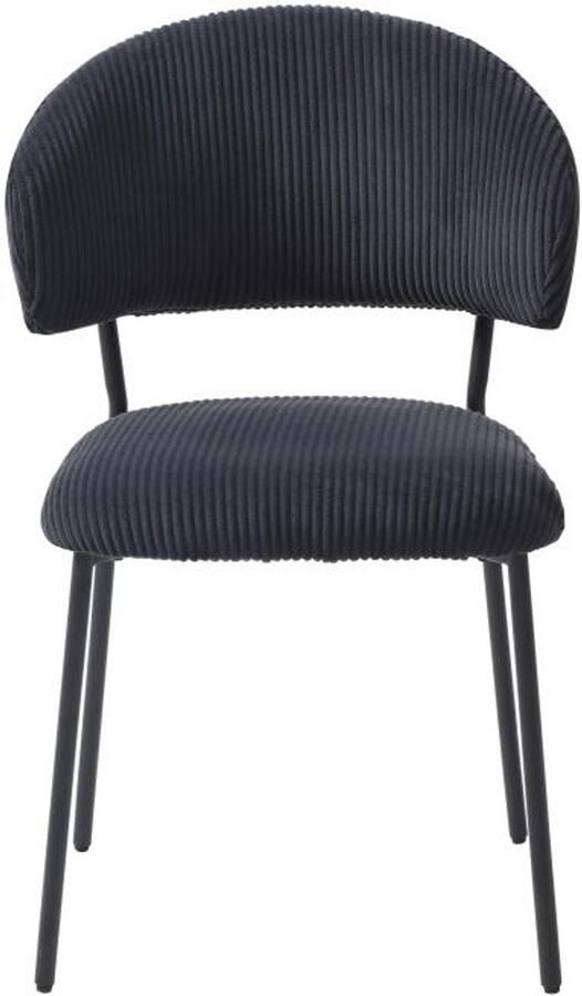 Vente-unique Set van 2 stoelen van ribfluweel en metaal Zwart ALAYIS L 53 cm x H 83 cm x D 60 cm - Foto 2