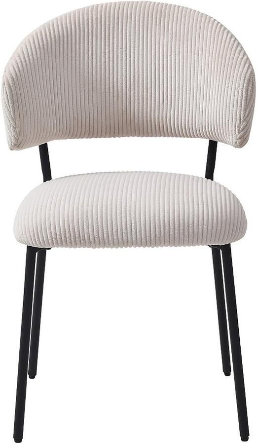 Vente-unique Set van 6 stoelen van ribfluweel en zwart metaal Beige ALAYIS L 53 cm x H 83 cm x D 60 cm - Foto 3
