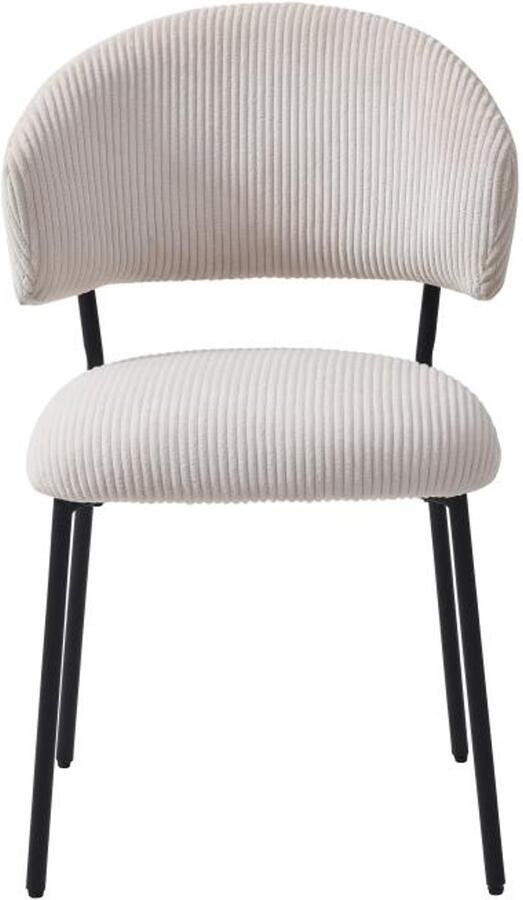 Vente-unique Set van 2 stoelen van ribfluweel en zwart metaal Beige ALAYIS L 53 cm x H 83 cm x D 60 cm