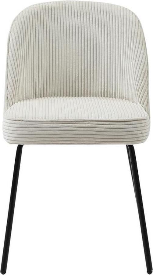 Vente-unique Set van 2 stoelen van ribfluweel en zwart metaal Crèmewit ALPALI L 50 cm x H 83.5 cm x D 57.5 cm