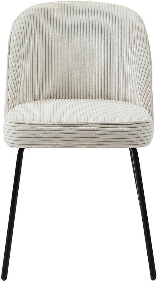 Vente-unique Set van 2 stoelen van ribfluweel en zwart metaal Crèmewit ALPALI L 50 cm x H 83.5 cm x D 57.5 cm - Foto 3