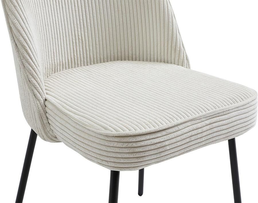 Vente-unique Set van 2 stoelen van ribfluweel en zwart metaal Crèmewit ALPALI L 50 cm x H 83.5 cm x D 57.5 cm - Foto 2