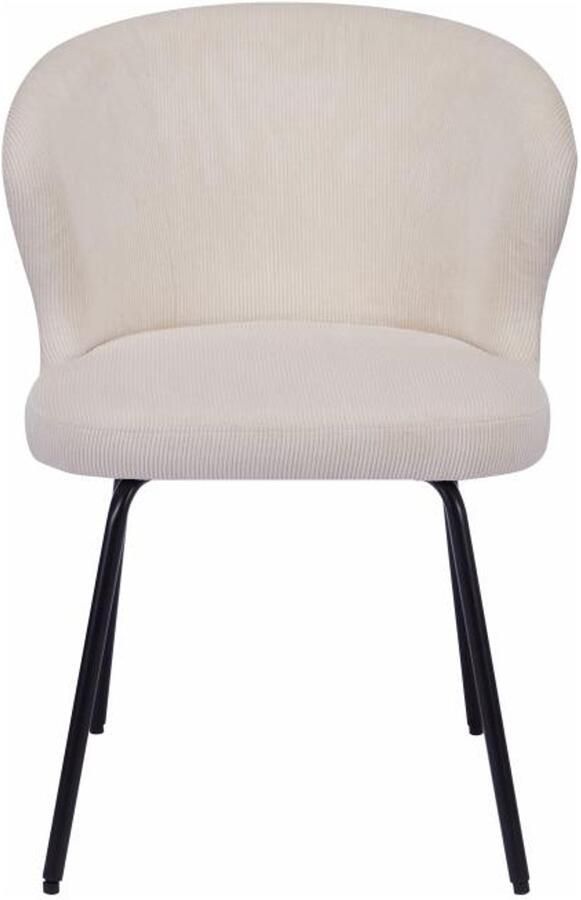 Vente-unique Set van 2 stoelen van ribfluweel en zwart metaal Crèmewit RELIOZA L 56.5 cm x H 78 cm x D 57.5 cm - Foto 2