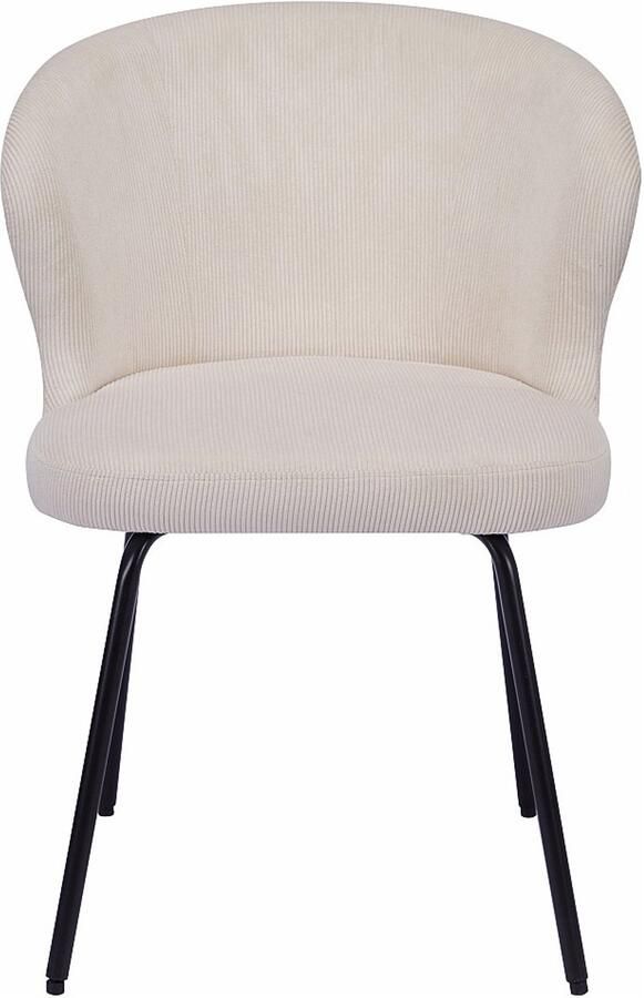 Vente-unique Set van 2 stoelen van ribfluweel en zwart metaal Crèmewit RELIOZA L 56.5 cm x H 78 cm x D 57.5 cm - Foto 4