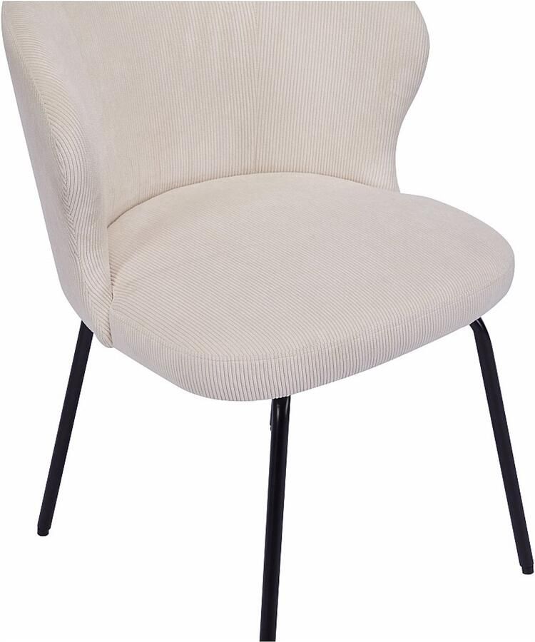 Vente-unique Set van 2 stoelen van ribfluweel en zwart metaal Crèmewit RELIOZA L 56.5 cm x H 78 cm x D 57.5 cm - Foto 2