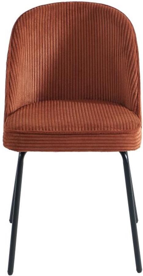 Vente-unique Set van 2 stoelen van ribfluweel en zwart metaal Terracotta ALPALI L 50 cm x H 83.5 cm x D 57.5 cm