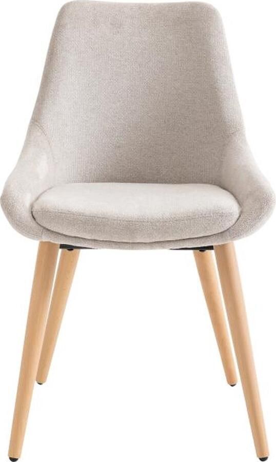 Vente-unique Set van 2 stoelen van stof en beuken Beige MASURIE L 49 cm x H 85.5 cm x D 56 cm - Foto 2
