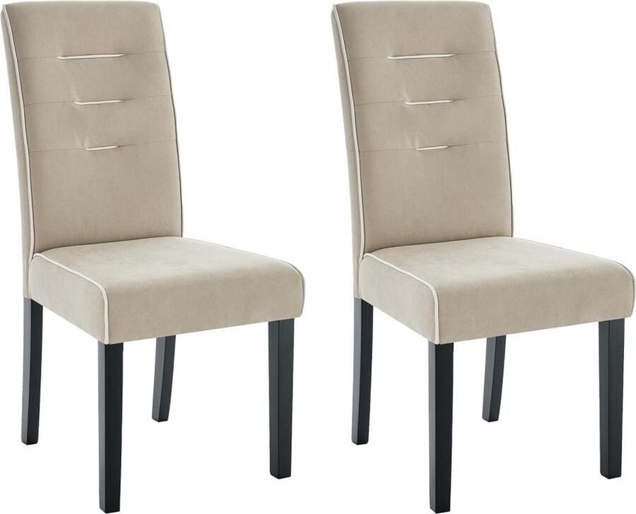 Vente-unique Set van 2 stoelen van stof en heveahout Beige GABELLE L 47 cm x H 100 cm x D 59.5 cm