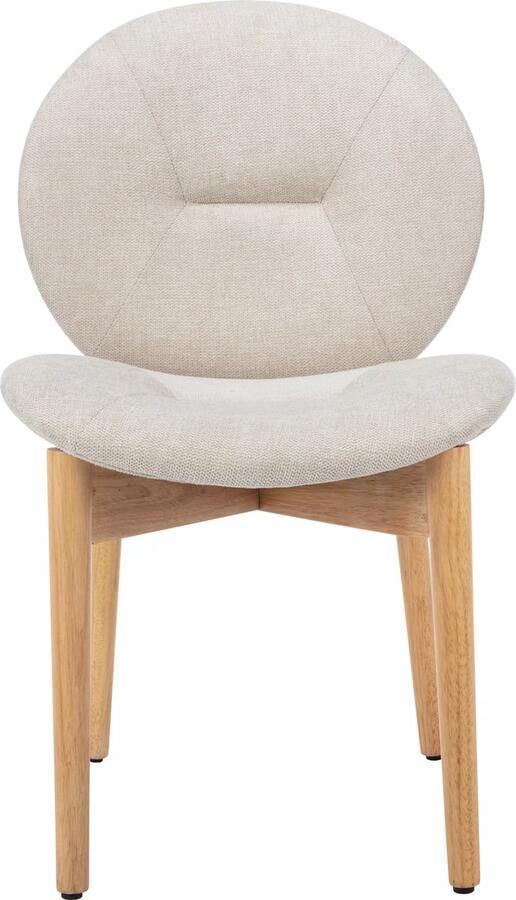 Vente-unique Set van 2 stoelen van stof en heveahout Beige ISADIO L 50.5 cm x H 83 cm x D 59.5 cm