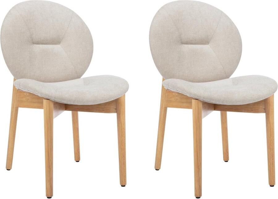 Vente-unique Set van 2 stoelen van stof en heveahout Beige ISADIO L 50.5 cm x H 83 cm x D 59.5 cm - Foto 2
